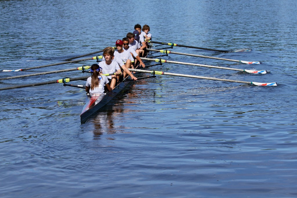 The Novice 8 team, with Charlotte Rigby as coxswain. Photo by Chris Briglin.